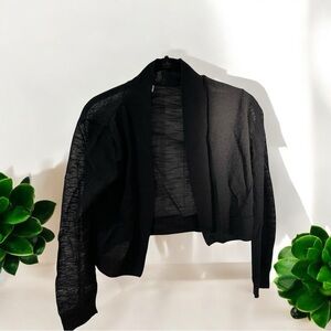 Liz Claiborne Bolero/Shrug Size S Black Viscose/Nylon Sheer Cover Up Cropped